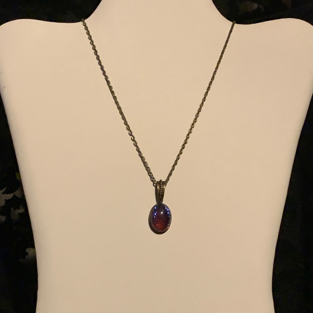 Red/Blue Dragon Breath Jelly Opal Bronze Necklace